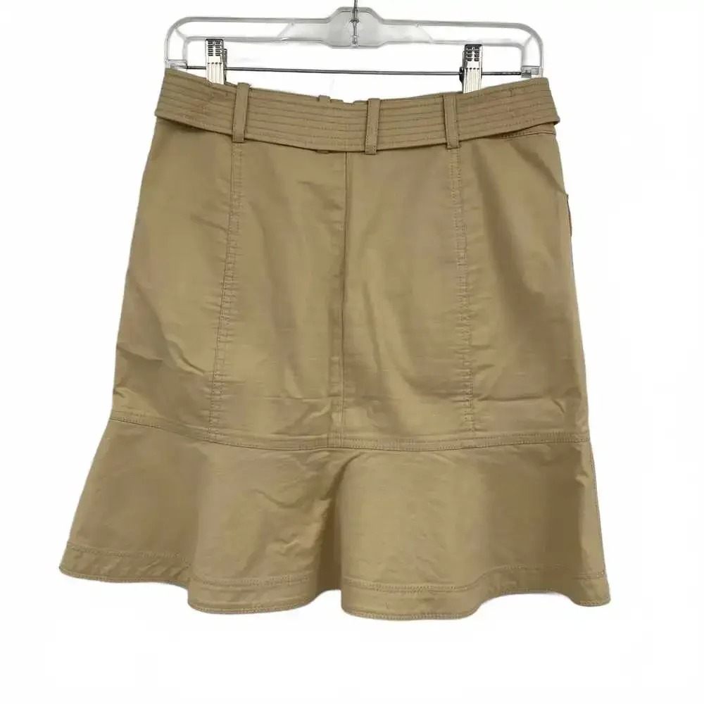Tory Burch Tan Cotton Blend Midi Belted A-Line Skirt | Regular 0 Women’s